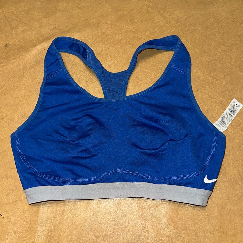 COPY - Nike Blue and Gray Sports Bra with Racerback Design